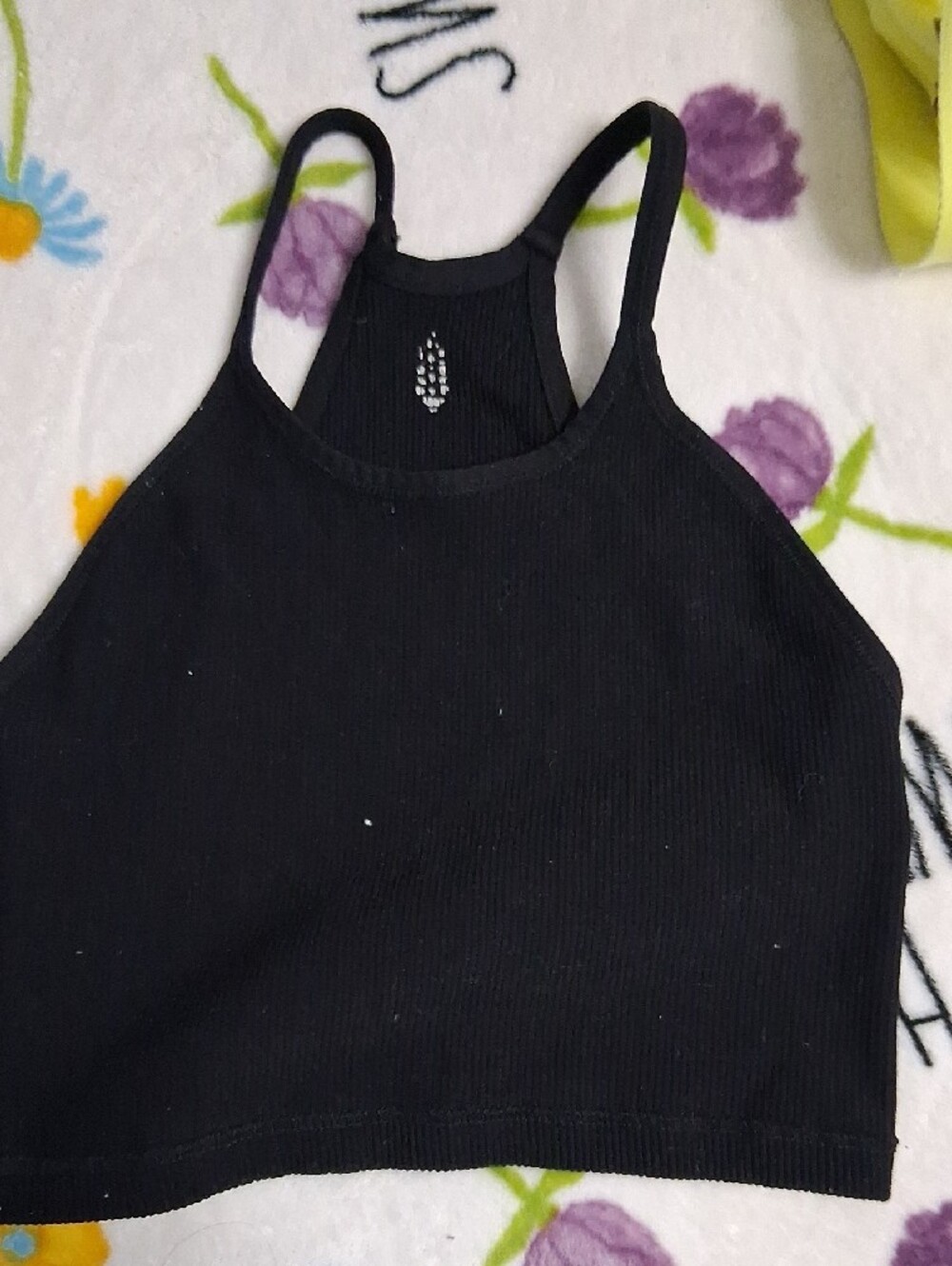 Free People Black Ribbed Racerback Crop Tank - Picture 6 of 6
